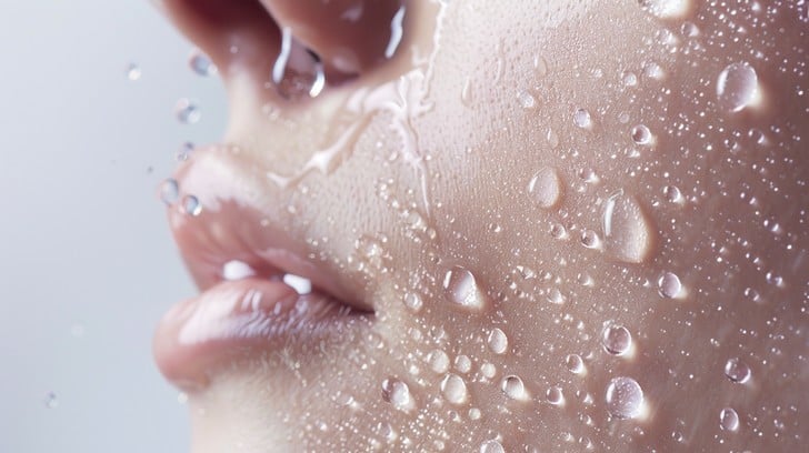 Dewy hydrated skin close-up